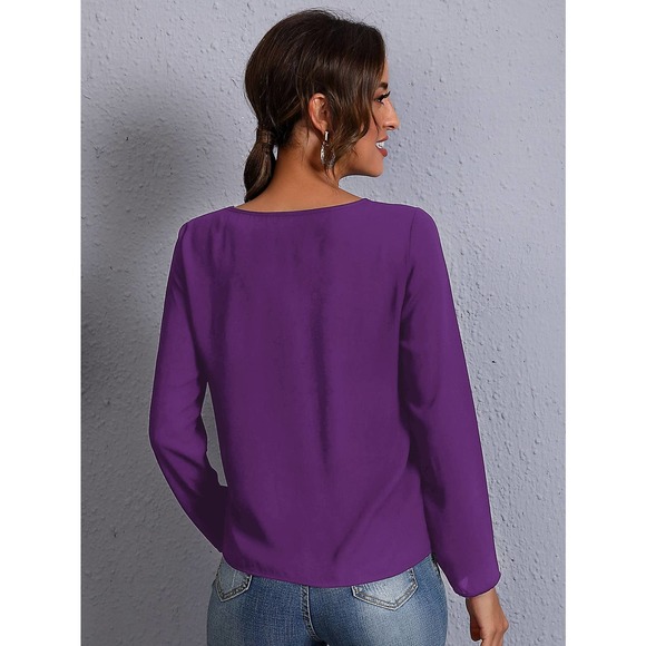 Keyhole Neck long sleeve Blouse black - Picture 7 of 11